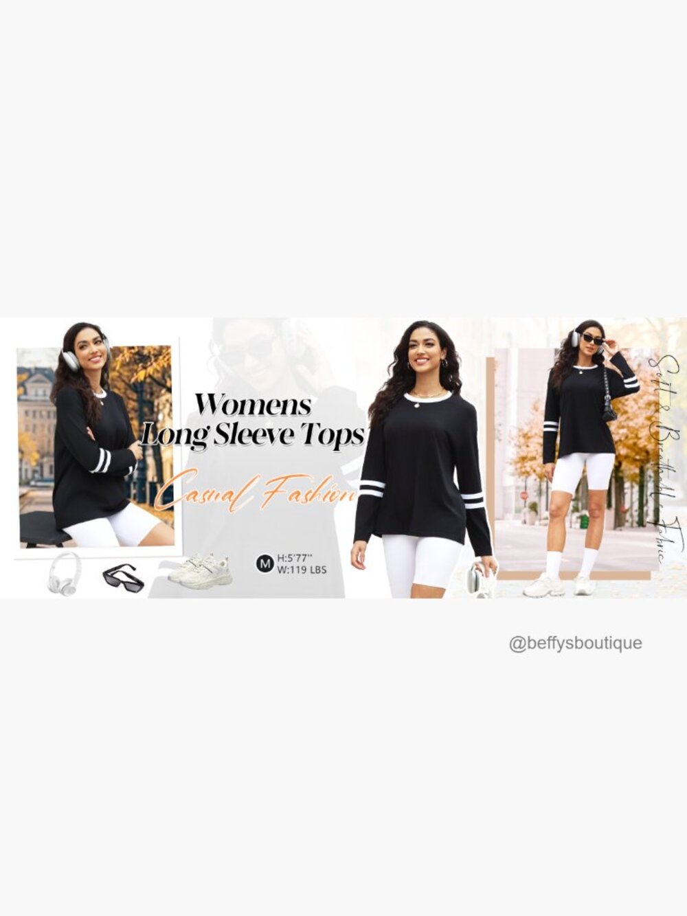 Long Sleeve Tops for Women Casual Color Block Tee Tunic Blouse Streetwear - Picture 6 of 7